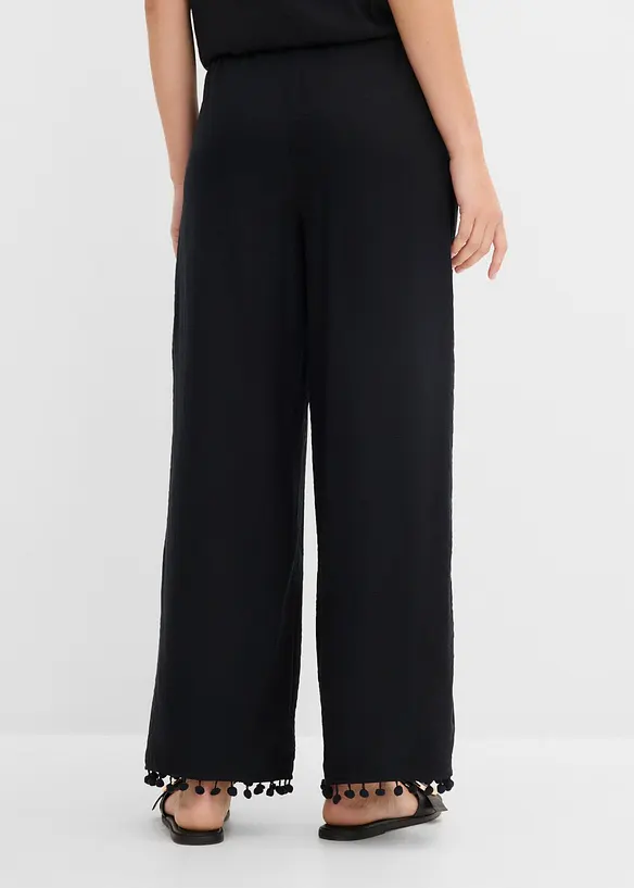 Schlupfhose aus fließendem Viskose-Mix in schwarz von hinten - bonprix Schlupfhose aus fließendem Viskose-Mix in schwarz von hinten - bonprix