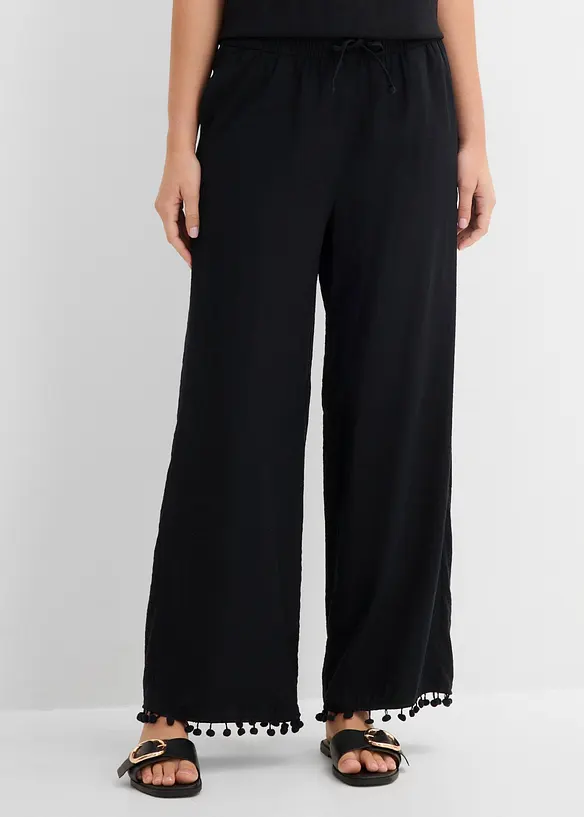 Schlupfhose aus fließendem Viskose-Mix in schwarz von vorne - bonprix Schlupfhose aus fließendem Viskose-Mix in schwarz von vorne - bonprix