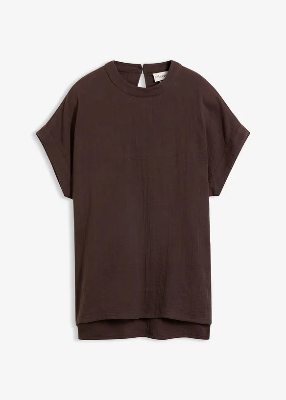 Musselin-Bluse aus reiner Baumwolle in braun von vorne - bonprix Musselin-Bluse aus reiner Baumwolle in braun von vorne - bonprix