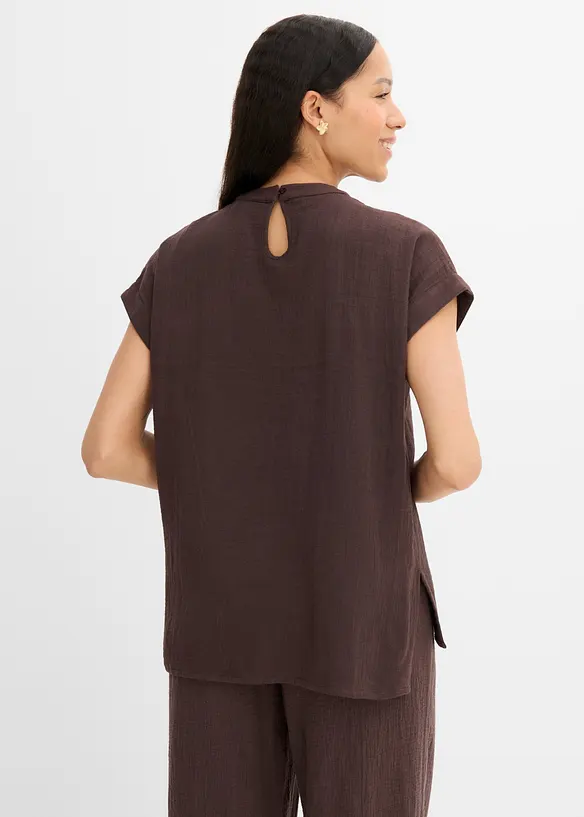 Musselin-Bluse aus reiner Baumwolle in braun von hinten (im Anschnitt) - bonprix Musselin-Bluse aus reiner Baumwolle in braun von hinten (im Anschnitt) - bonprix
