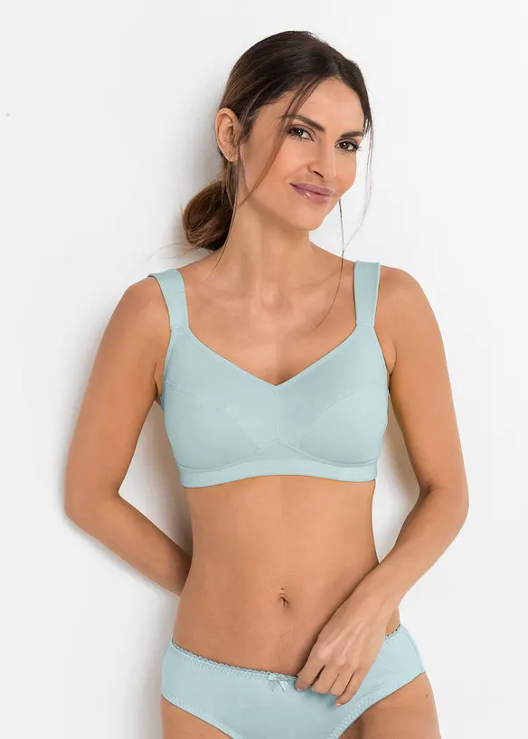 BH ohne Bügel mit Bio-Baumwolle (2er Pack) in blau von vorne (im Anschnitt) - bonprix