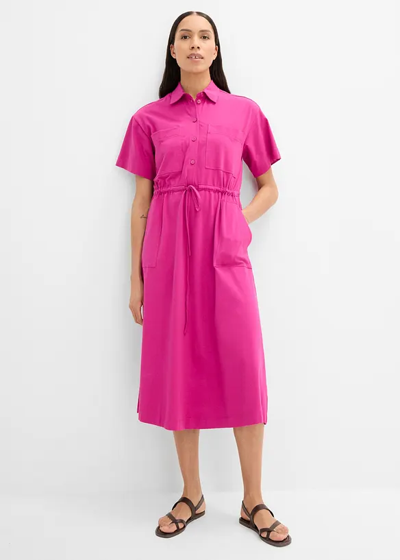 Jerseykleid aus Baumwoll-Stretch in pink von vorne (Totalaufnahme) - bonprix Jerseykleid aus Baumwoll-Stretch in pink von vorne (Totalaufnahme) - bonprix