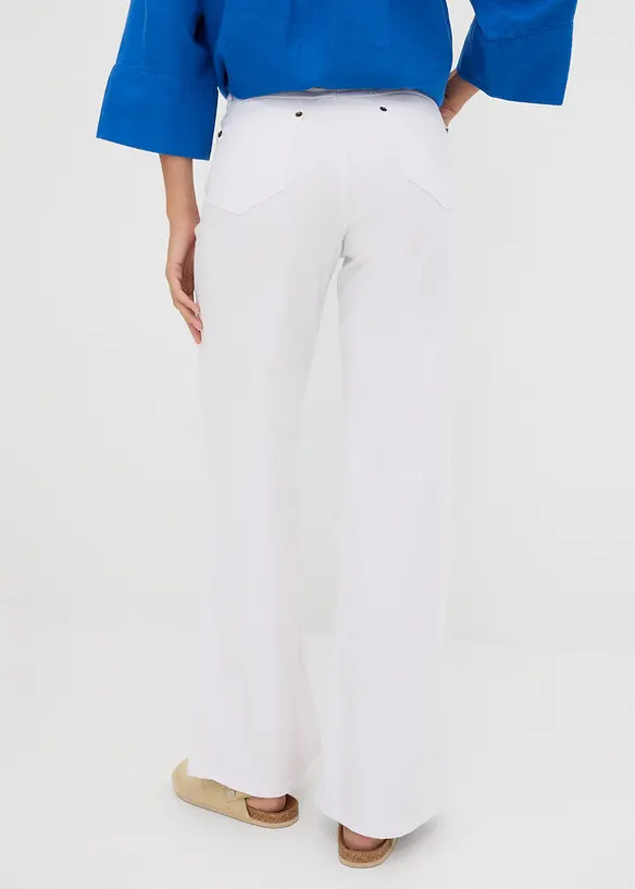 Wide-Leg-Jeans, Mid Waist, Stretch in weiß von hinten - bonprix
