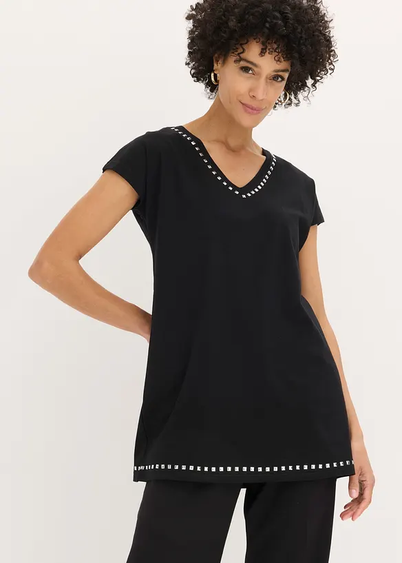 Longshirt in schwarz von vorne (im Anschnitt) - bonprix