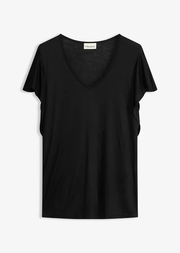 Shirt aus softer Viskose in schwarz von vorne - bonprix Shirt aus softer Viskose in schwarz von vorne - bonprix