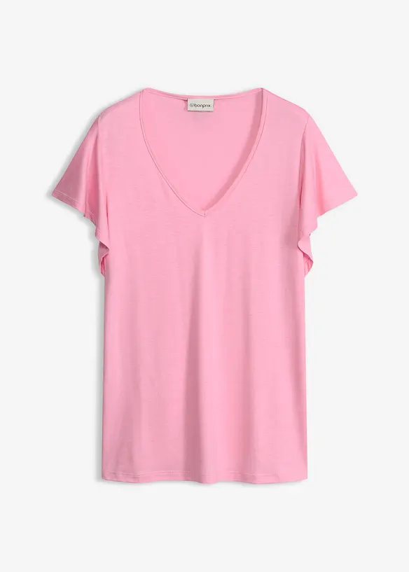 Shirt aus softer Viskose in rosa von vorne - bonprix