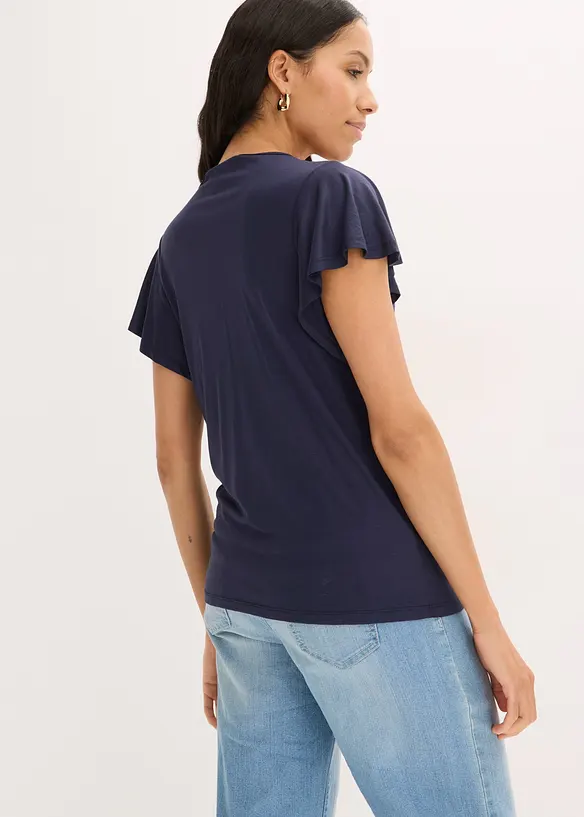 Shirt aus softer Viskose in blau von hinten (im Anschnitt) - bonprix