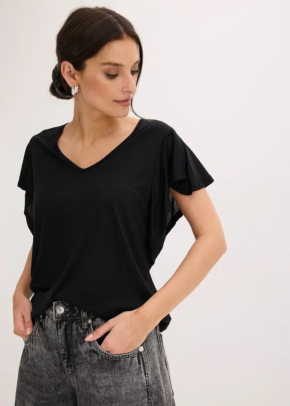 Shirt aus softer Viskose in schwarz von vorne (im Anschnitt) - bonprix Shirt aus softer Viskose in schwarz von vorne (im Anschnitt) - bonprix