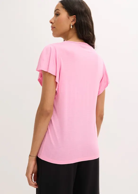 Shirt aus softer Viskose in rosa von hinten (im Anschnitt) - bonprix