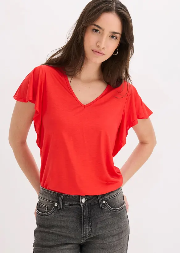 Shirt aus softer Viskose in rot von vorne (im Anschnitt) - bonprix Shirt aus softer Viskose in rot von vorne (im Anschnitt) - bonprix