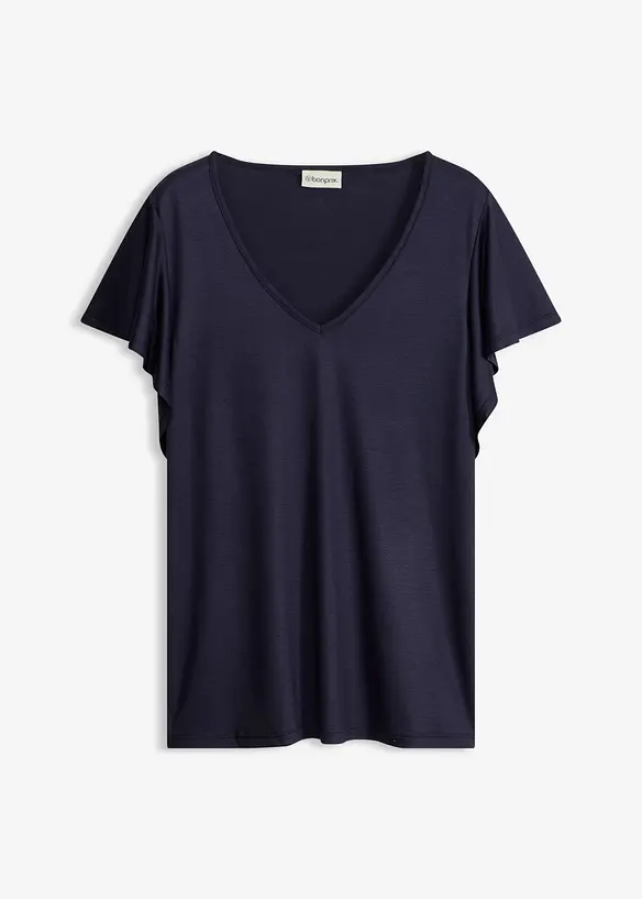 Shirt aus softer Viskose in blau von vorne - bonprix
