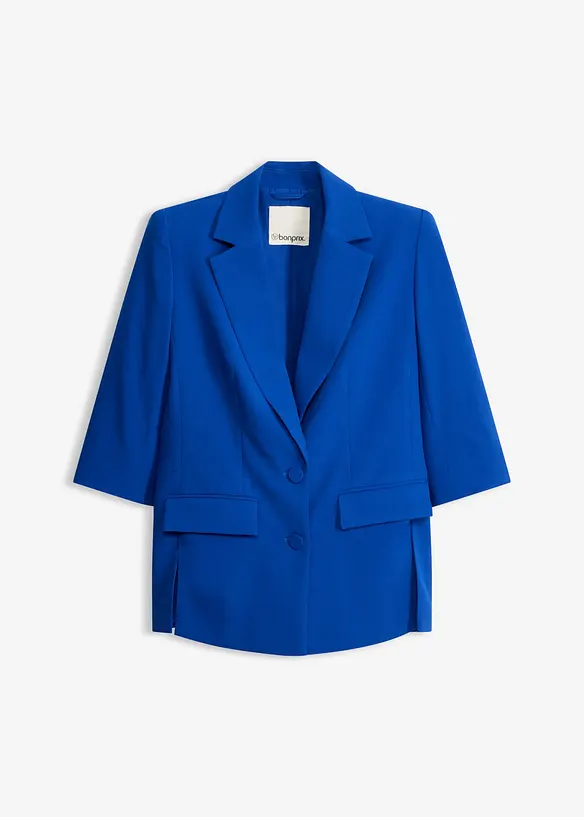 Blazer mit modisch betonten Schultern aus softem Viskose-Mix in blau von vorne - bonprix
