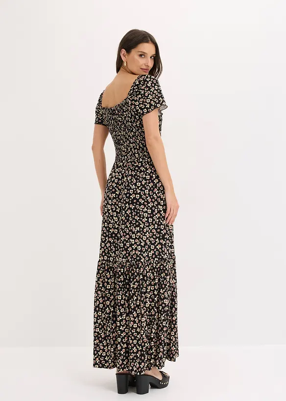 Maxikleid aus fließendem Viskose-Mix in schwarz von hinten (Totalaufnahme) - bonprix Maxikleid aus fließendem Viskose-Mix in schwarz von hinten (Totalaufnahme) - bonprix