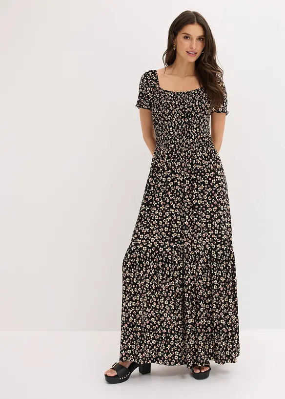 Maxikleid aus fließendem Viskose-Mix in schwarz von vorne (Totalaufnahme) - bonprix Maxikleid aus fließendem Viskose-Mix in schwarz von vorne (Totalaufnahme) - bonprix