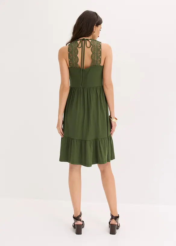 Jerseykleid aus Viskose-Mix in grün von hinten (Totalaufnahme) - bonprix Jerseykleid aus Viskose-Mix in grün von hinten (Totalaufnahme) - bonprix