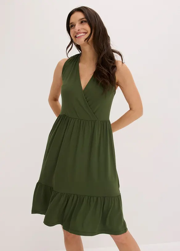 Jerseykleid aus Viskose-Mix in grün von vorne (Totalaufnahme) - bonprix Jerseykleid aus Viskose-Mix in grün von vorne (Totalaufnahme) - bonprix