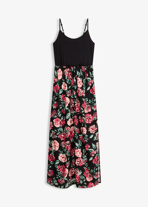 Maxikleid aus fließender Viskose in schwarz von vorne - bonprix