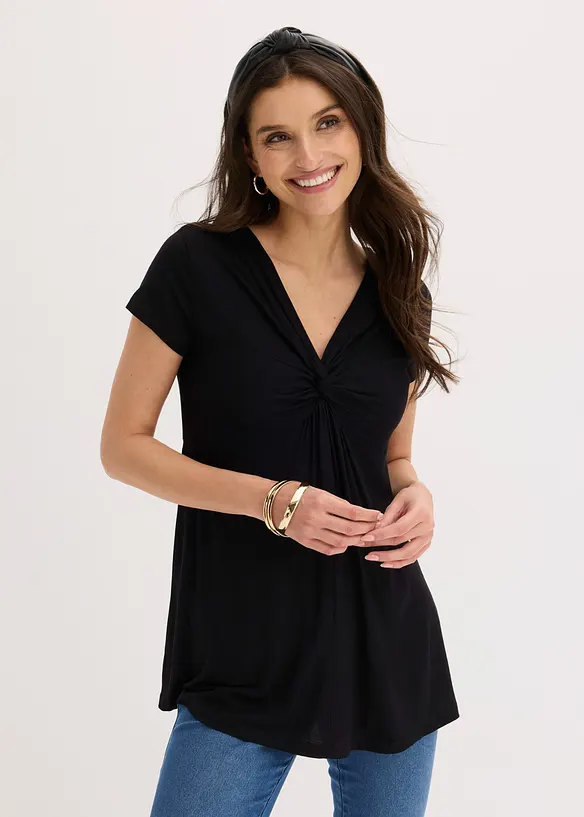 Shirt aus softem Viskose-Mix in schwarz von vorne (im Anschnitt) - bonprix Shirt aus softem Viskose-Mix in schwarz von vorne (im Anschnitt) - bonprix