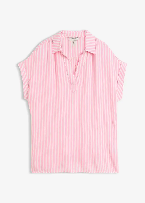 Kurzarmbluse aus fließender Viskose in rosa von vorne - bonprix Kurzarmbluse aus fließender Viskose in rosa von vorne - bonprix