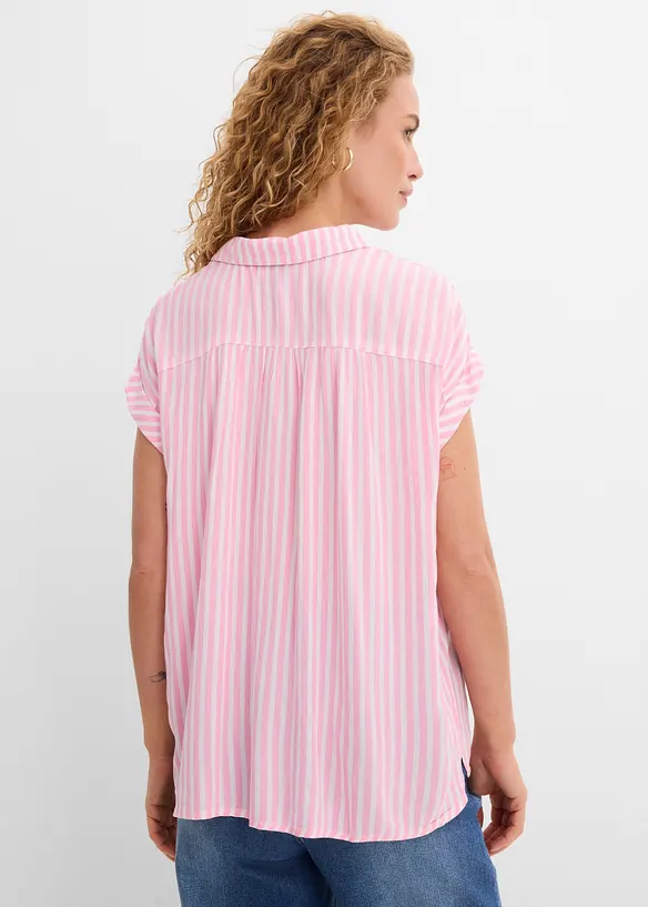 Kurzarmbluse aus fließender Viskose in rosa von hinten (im Anschnitt) - bonprix Kurzarmbluse aus fließender Viskose in rosa von hinten (im Anschnitt) - bonprix