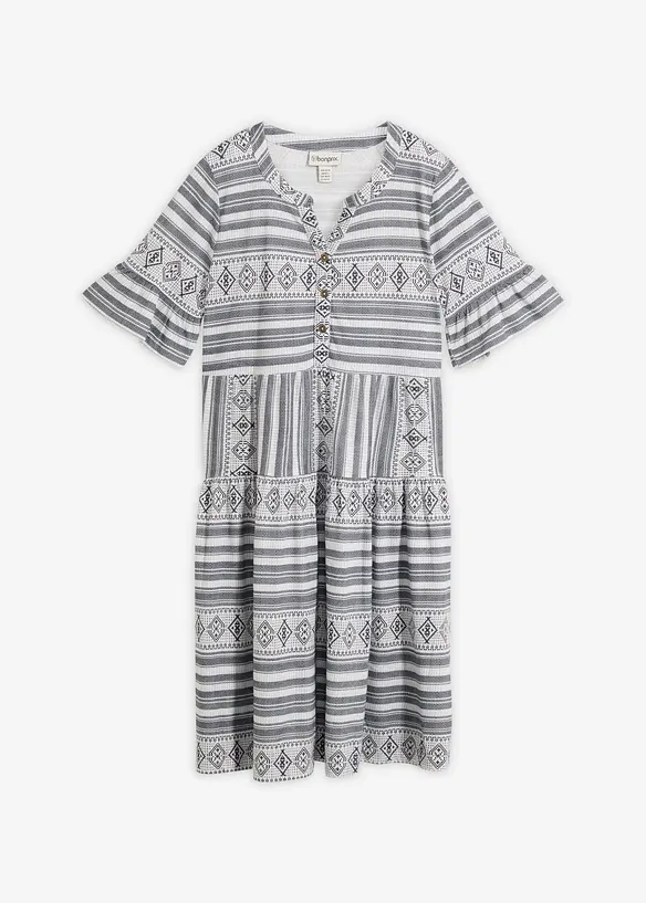 Shirtkleid aus fließendem Viskose-Mix in weiß von vorne - bonprix