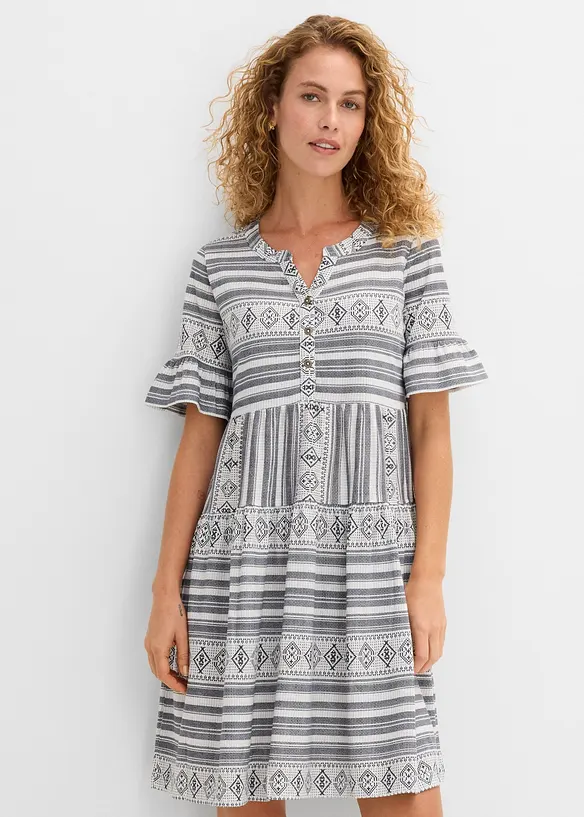 Shirtkleid aus fließendem Viskose-Mix in weiß von vorne (Totalaufnahme) - bonprix