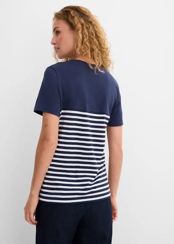 T-Shirt in blau von hinten (im Anschnitt) - bonprix