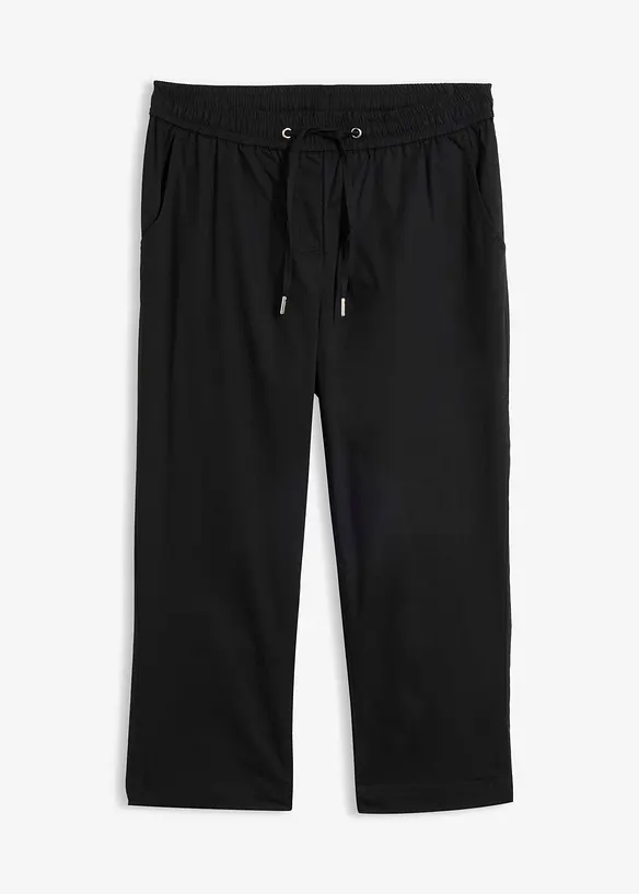 3/4- Hose mit Bindeband in schwarz von vorne - bonprix