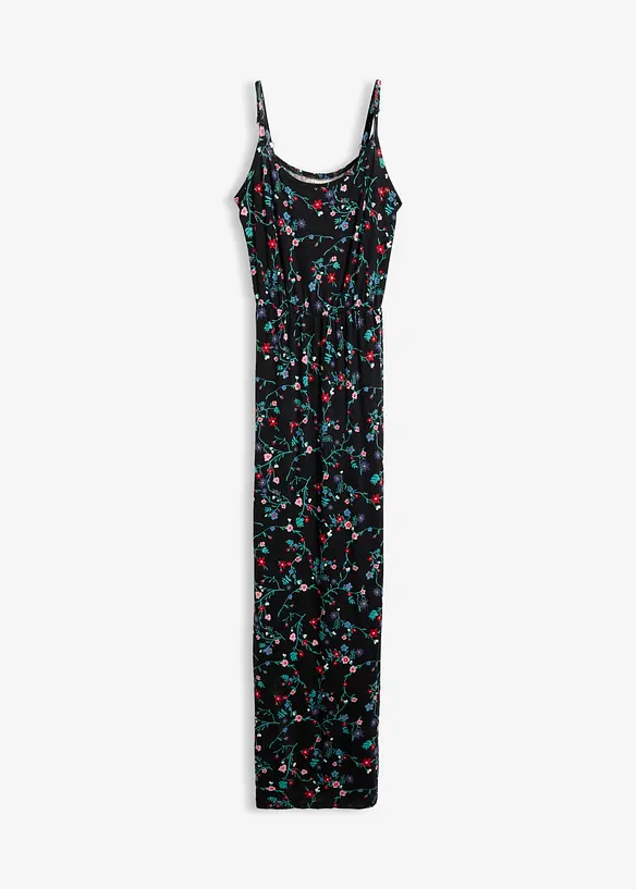 tailliertes Maxi-Kleid mit Druck in schwarz von vorne - bonprix tailliertes Maxi-Kleid mit Druck in schwarz von vorne - bonprix