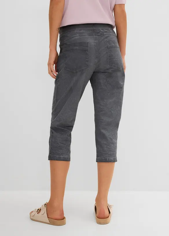 3/4-Hose mit Kontrast-Bindeband aus Baumwoll-Mix in grau von hinten - bonprix 3/4-Hose mit Kontrast-Bindeband aus Baumwoll-Mix in grau von hinten - bonprix