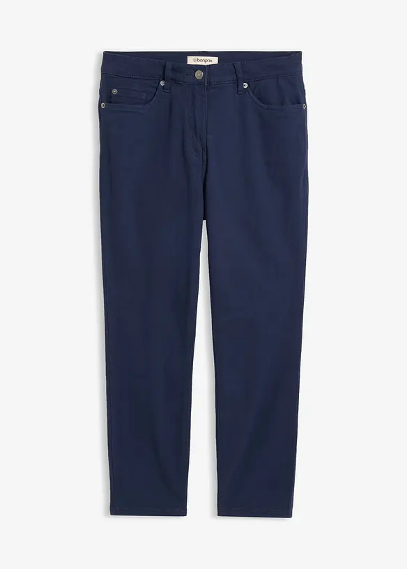 7/8-Hose aus elatischem Baumwoll-Mix in blau von vorne - bonprix