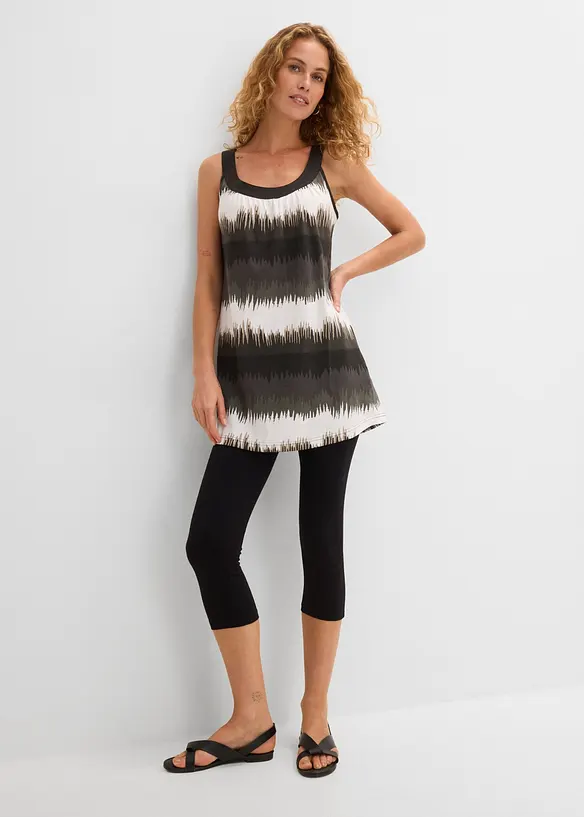Kleid+Capri-Leggings (2-tlg. Set) in schwarz von vorne (Totalaufnahme) - bonprix