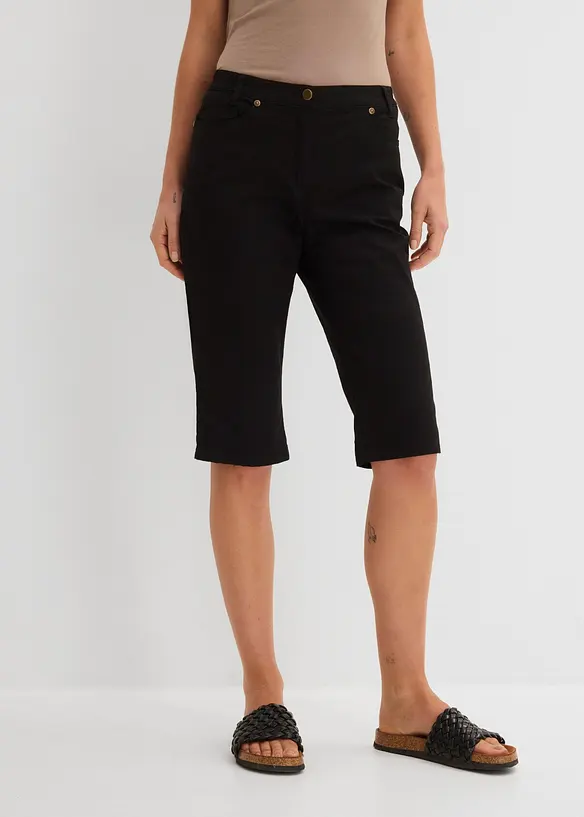 Bermuda mit Bequembund aus Baumwoll-Mix in schwarz von vorne - bonprix