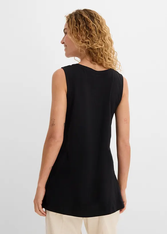 Jersey Long-Top aus reiner Baumwolle in schwarz von hinten (im Anschnitt) - bonprix