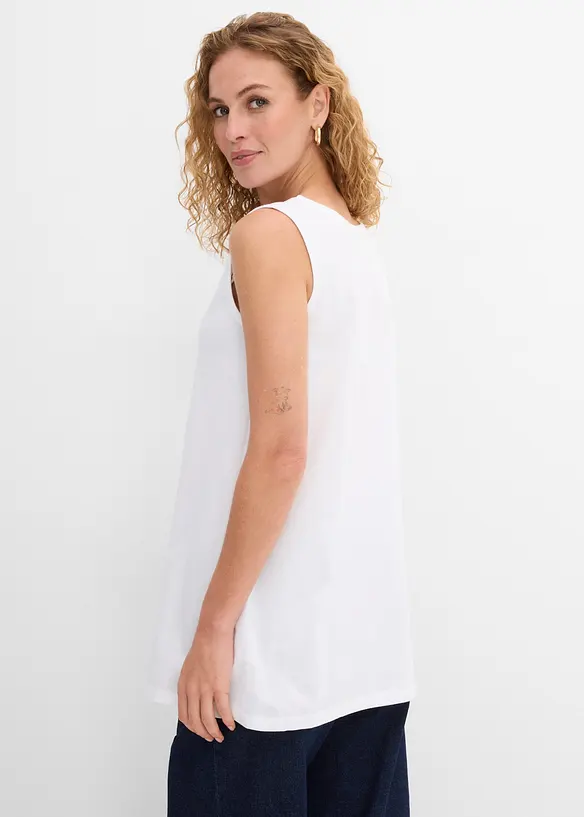 Jersey Long-Top aus reiner Baumwolle in weiß von hinten (im Anschnitt) - bonprix