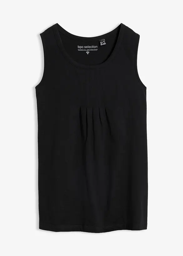 Jersey Long-Top aus reiner Baumwolle in schwarz von vorne - bonprix