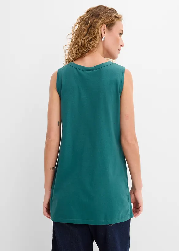 Jersey Long-Top aus reiner Baumwolle in petrol von hinten (im Anschnitt) - bonprix