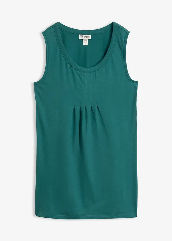 Jersey Long-Top aus reiner Baumwolle in petrol von vorne - bonprix
