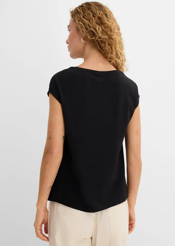 Shirt mit floralem Muster in schwarz von hinten (im Anschnitt) - bonprix