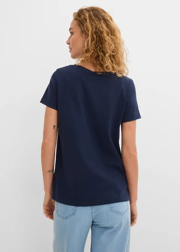 Bedrucktes T-Shirt aus Bio-Baumwolle in blau von hinten (im Anschnitt) - bonprix