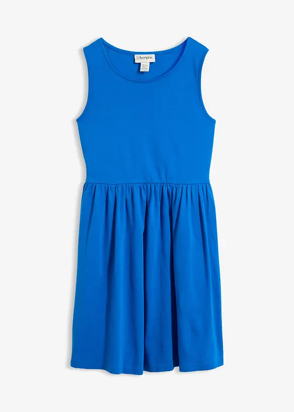 Shirtkleid mit Taschen aus reiner Baumwolle in blau von vorne - bonprix
