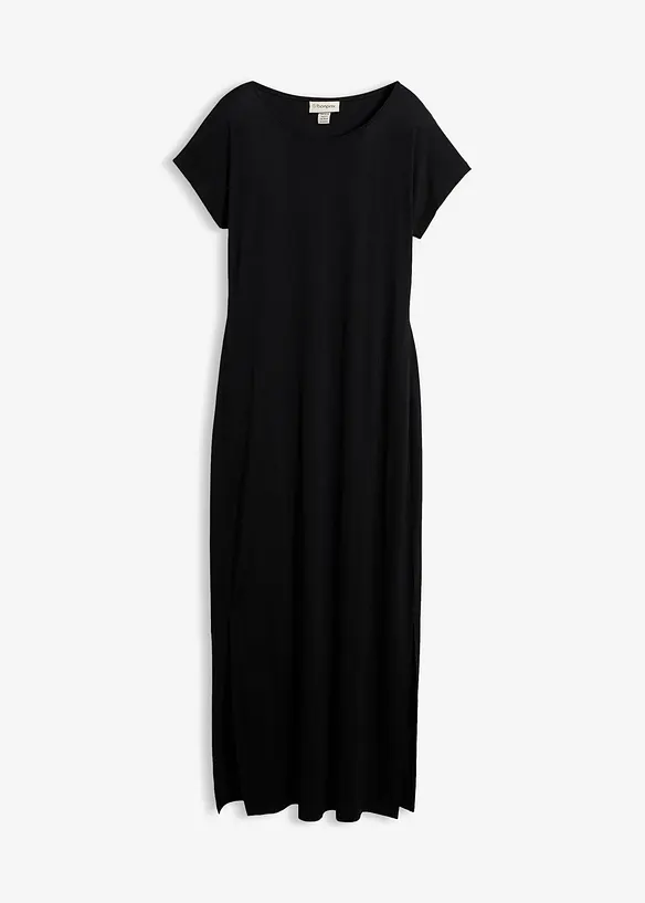 Jerseykleid aus fließendem Viskose-Elasthan-Mix in schwarz von vorne - bonprix