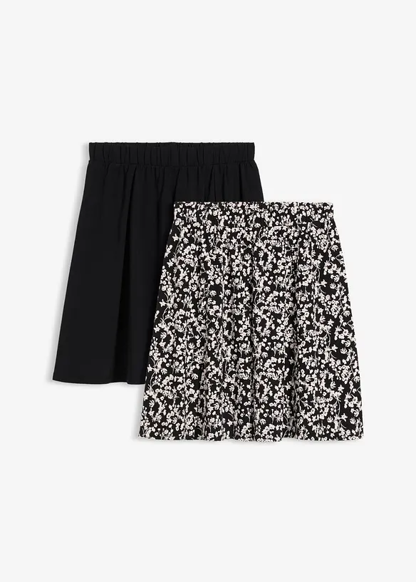 Jersey-Rock (2er Pack) in schwarz von vorne - bonprix