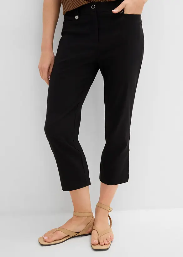 3/4-Bengalin-Hose mit Bequembund in schwarz von vorne - bonprix