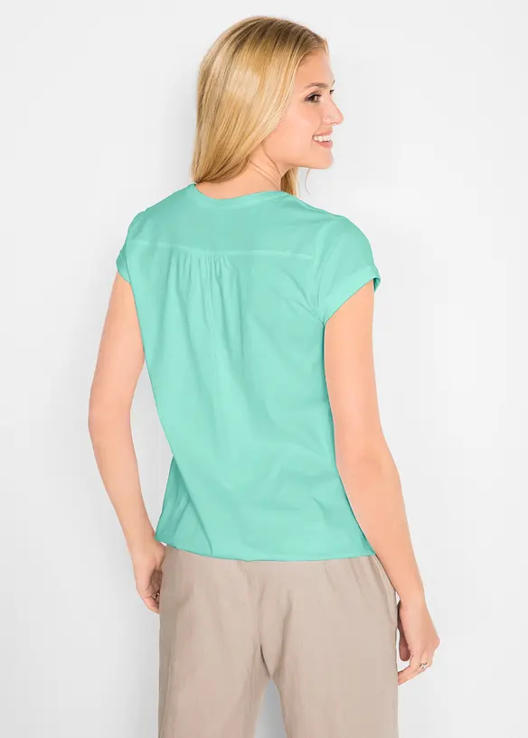 Baumwoll-Shirt, Kurzarm in grün von hinten (im Anschnitt) - bonprix