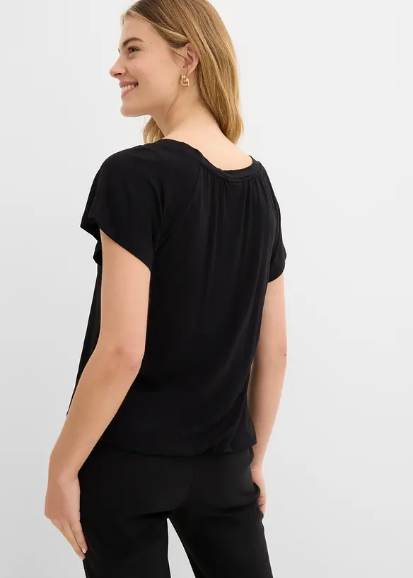 Shirt aus Viskose-Mix in schwarz von hinten (im Anschnitt) - bonprix