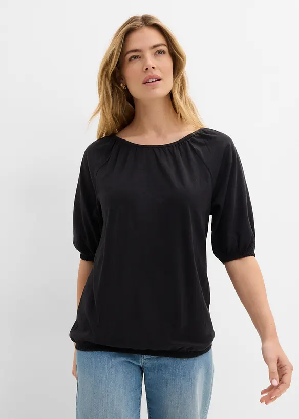 Shirt aus reiner Bio-Baumwolle in schwarz von vorne (im Anschnitt) - bonprix