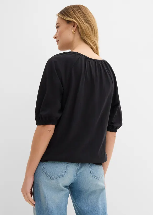 Shirt aus reiner Bio-Baumwolle in schwarz von hinten (im Anschnitt) - bonprix