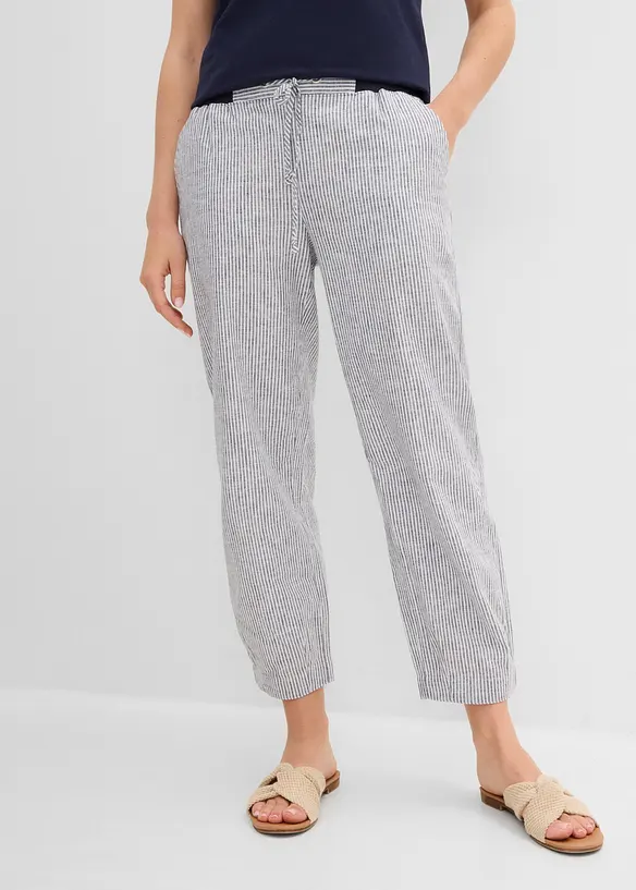 7/8-Hose aus Leinen-Baumwoll-Mix in blau von vorne - bonprix
