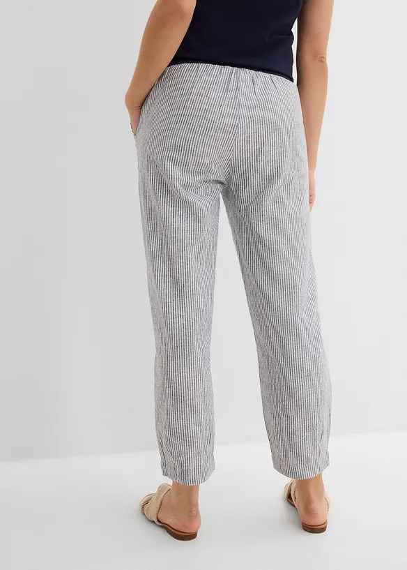 7/8-Hose aus Leinen-Baumwoll-Mix in blau von hinten - bonprix